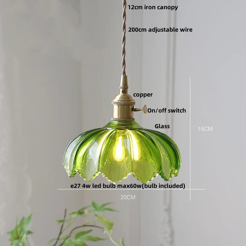 Afralia™ Glass LED Pendant Lamp with Wood Handle - Modern Nordic Hanging Light