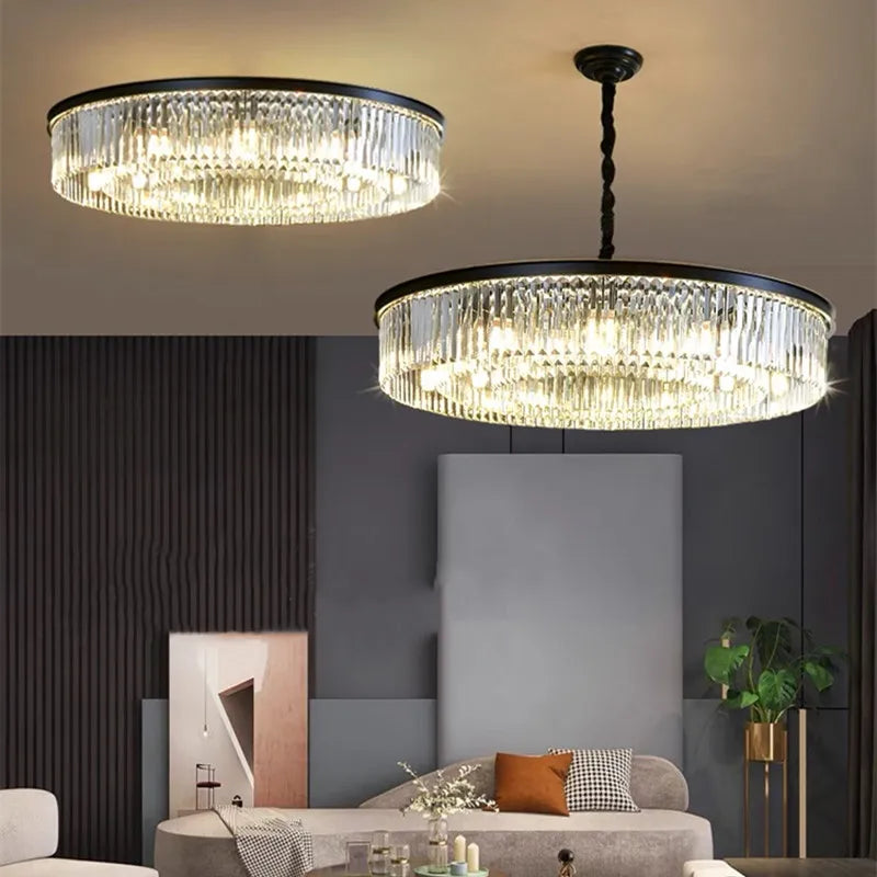 Afralia™ Crystal Ceiling Chandelier: Modern Vintage Hanging Light for Living Dining Room