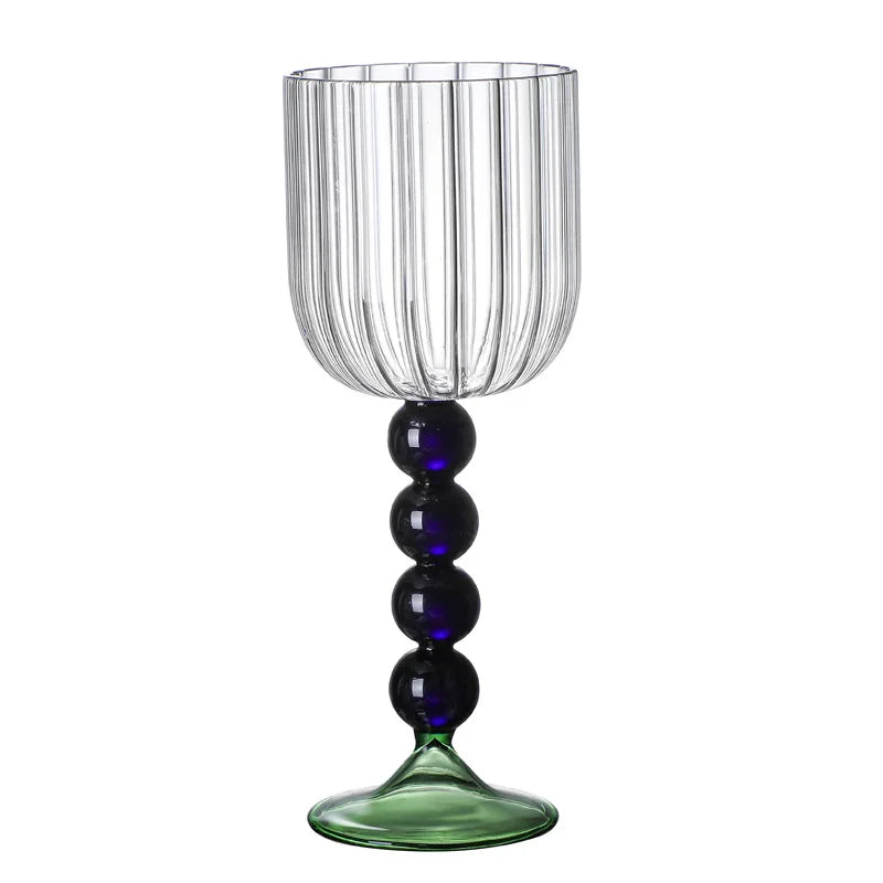 Afralia™ Deluxe 12oz Colored Wine Glass Twister Stem Cup - Heat Resistant Retro Design