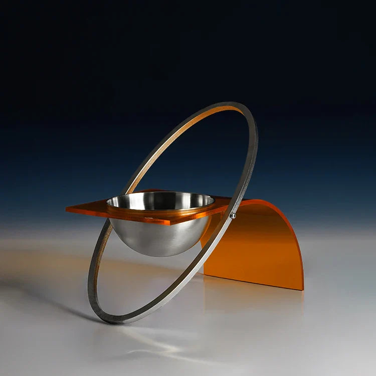 Afralia™ Stainless Steel Pet Bowl - Modern Minimalist Orbital Planet Design