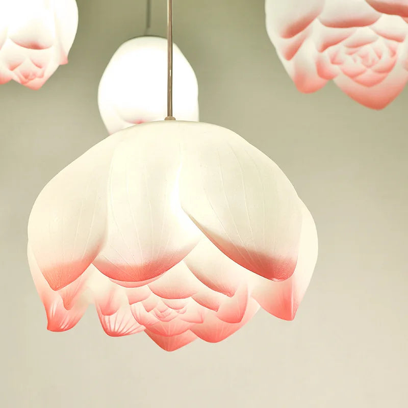 Afralia™ Lotus Glass Pendant Lamp: Elegant Pink Lotus Lighting for Home Decor