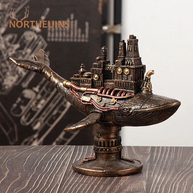 Afralia™ Steam Punk Whale Boat Figurine Retro American Style Decor Object