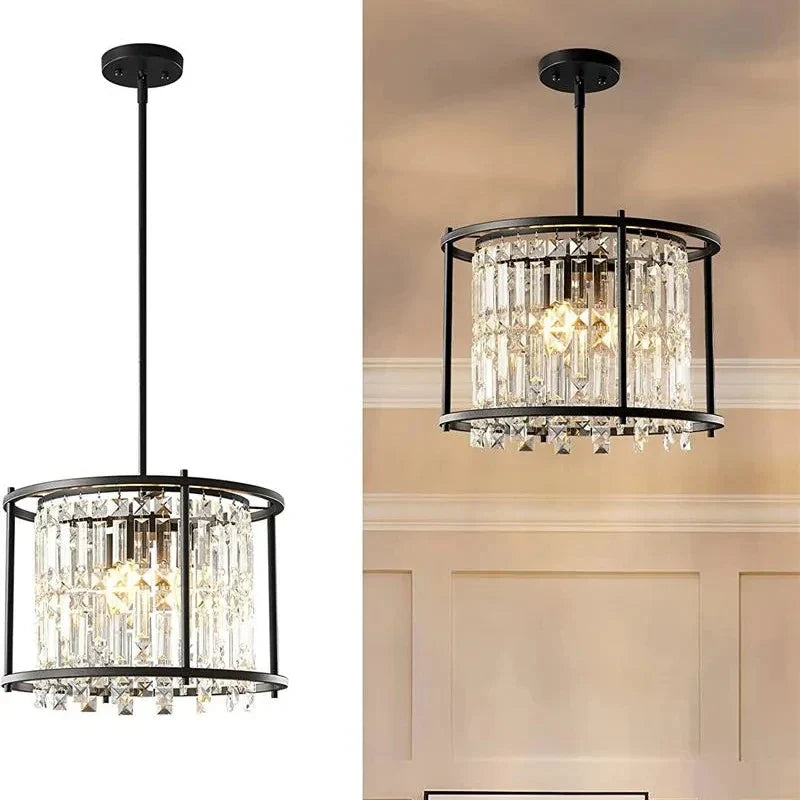 Afralia™ Modern K9 Crystal Chandelier Ceiling Hanging Lamp for Living Room Bedroom