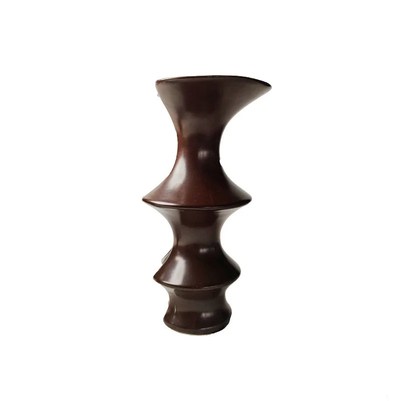 Afralia™ Red Bamboo Knot Ceramic Vase: Handcrafted Geometric Home Decor & Floral Arrangement