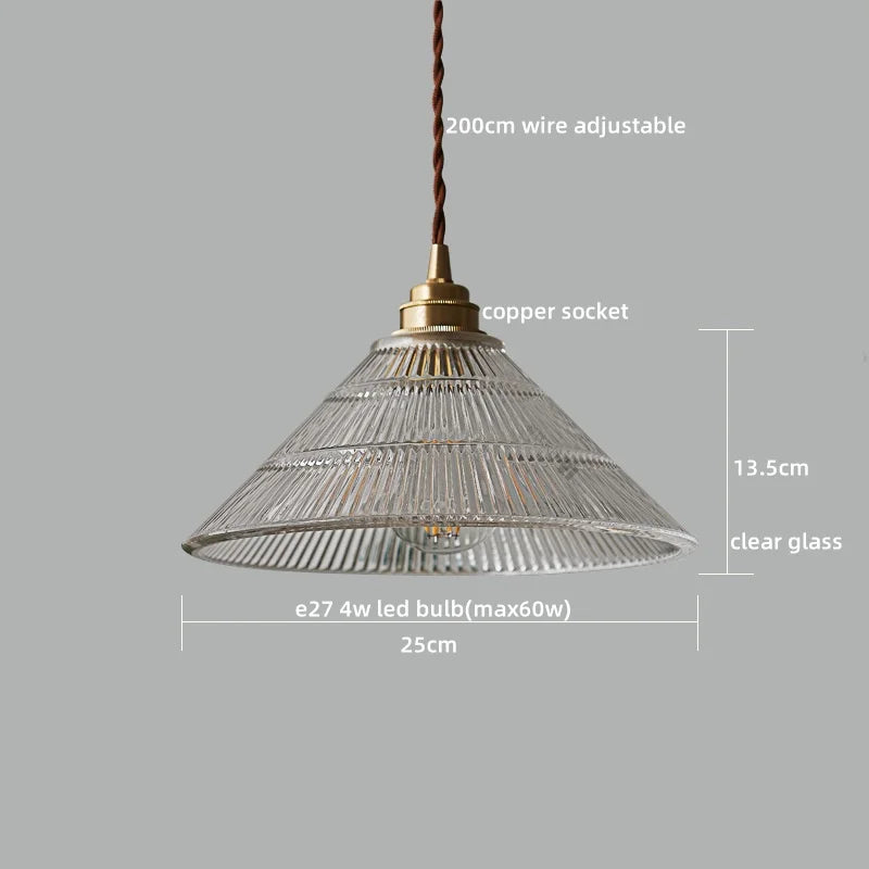 Afralia™ Copper Glass LED Pendant Lamp with Knob Switch - Modern Hanging Light Fixtures