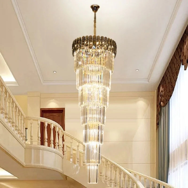 Afralia™ Nordic Duplex Floor Lamp Luxury Villa Pendant Hall Hotel Lobby LED Spiral Staircase