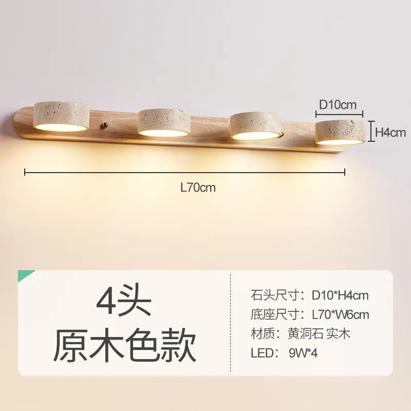 Afralia™ Travertine Wall Sconce Light Wood Rotatable for Bedroom Bedside