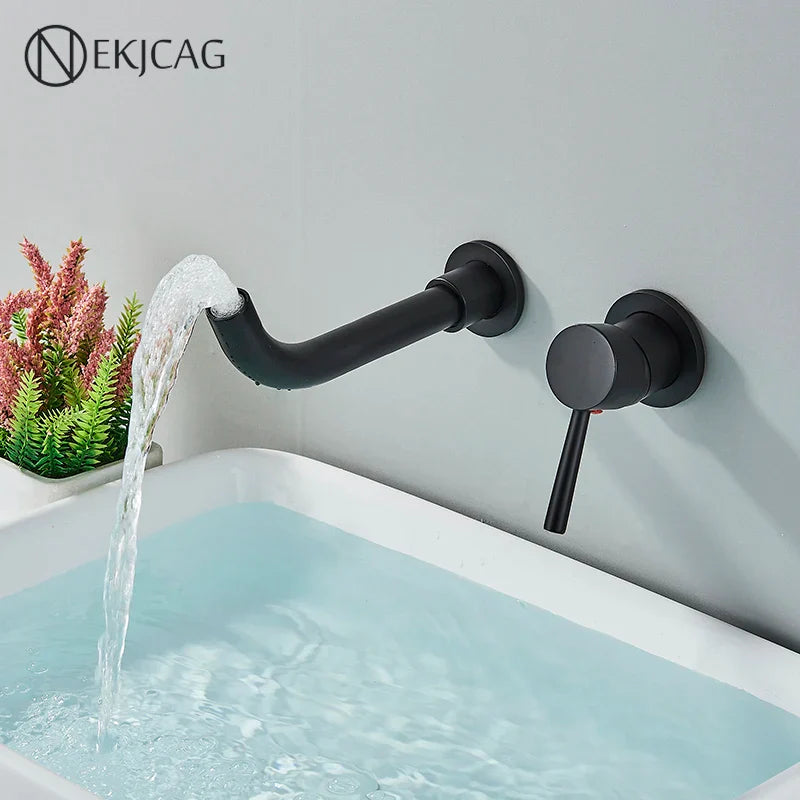 Afralia™ Matte Black Wall Mounted Wash Basin Faucet with Single Handle