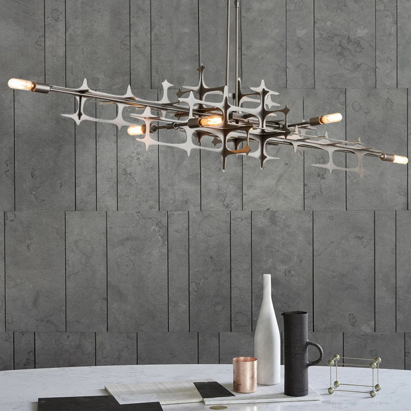 Afralia™ Retro Industrial Chandelier LED Hanging Lamps for Luxury Living Room and Bar Decor