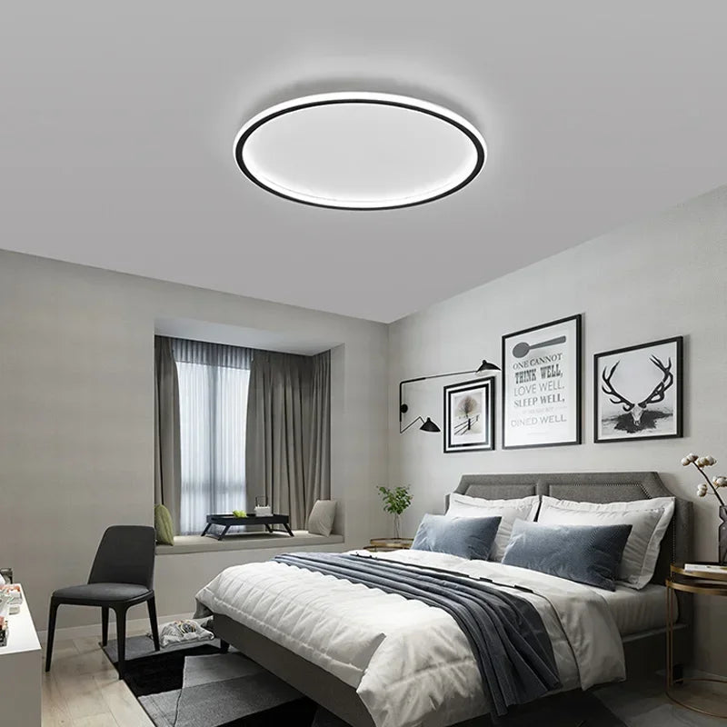 Afralia™ Modern Round LED Ceiling Lights Iron Mounted Dimmable Indoor Lighting