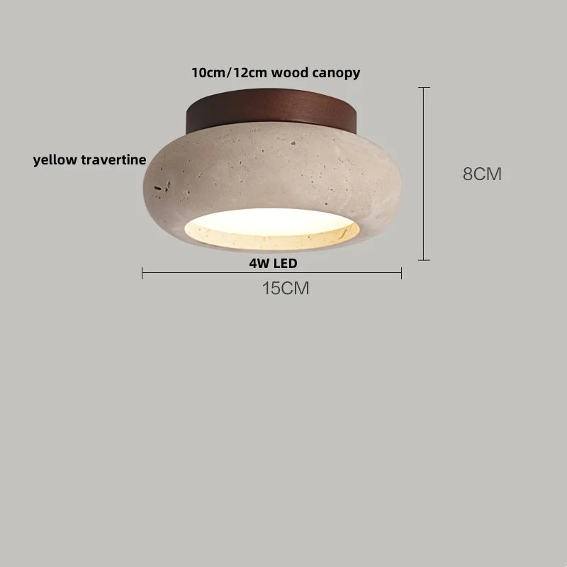 Afralia™ LED Travertine Wood Ceiling Light Fixture - Modern Nordic Restaurant Balcony Lamp