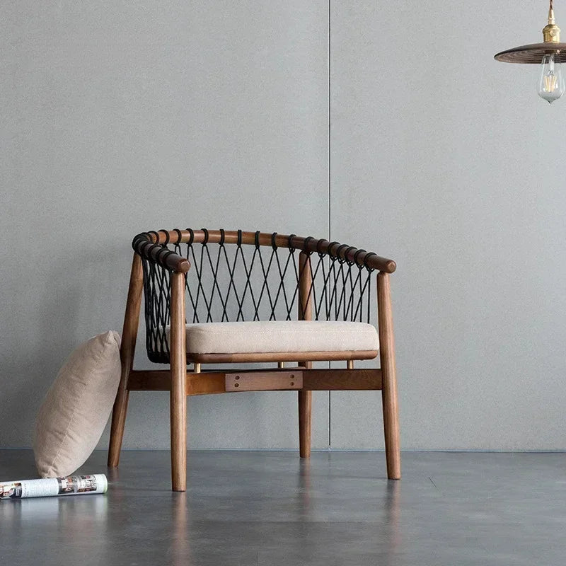 Afralia™ Nordic Minimalist Rope-Woven Leisure Chair for Balcony & Bedroom