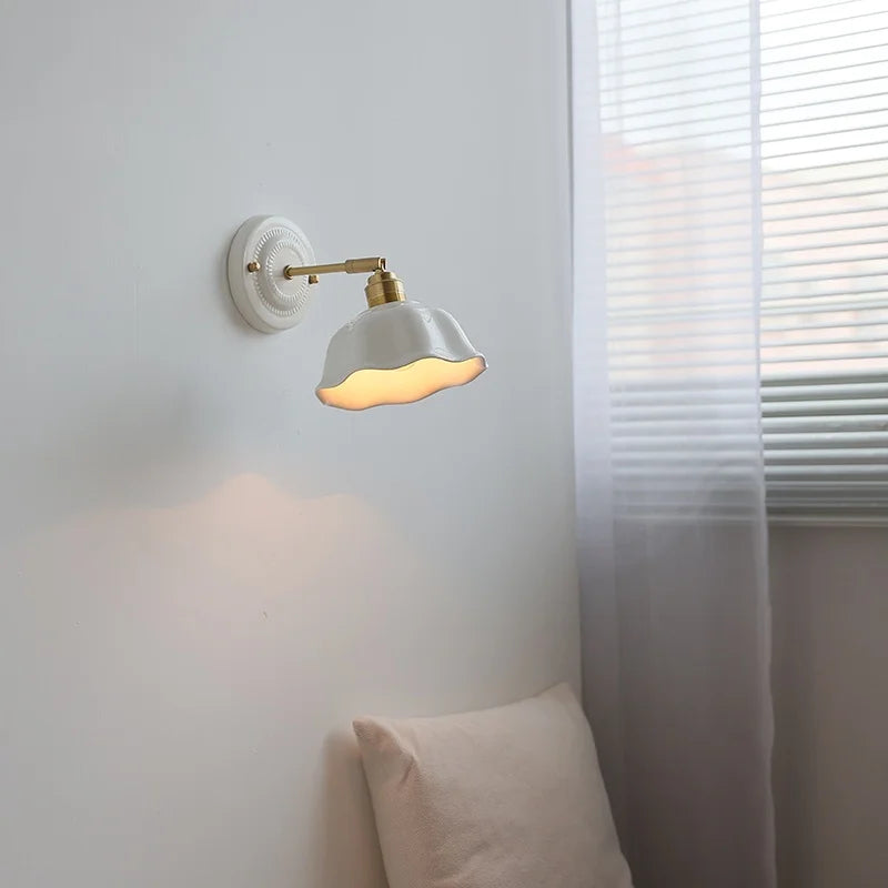 Afralia™ Ceramic LED Wall Sconce: Japanese Vintage Interior Wall Light