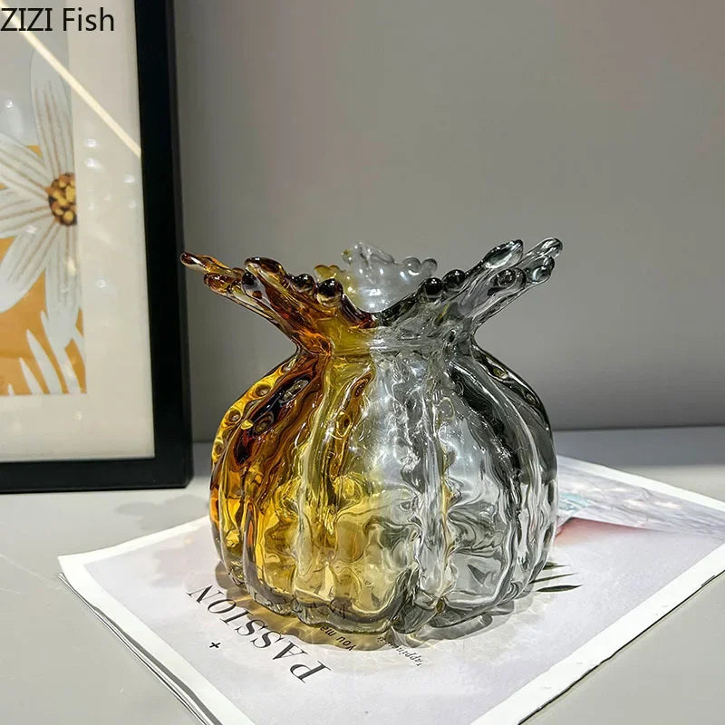 Afralia™ Glass Vase: Creative Flower Edge Decor for Desk, Home Decor, Crafts, Ornaments