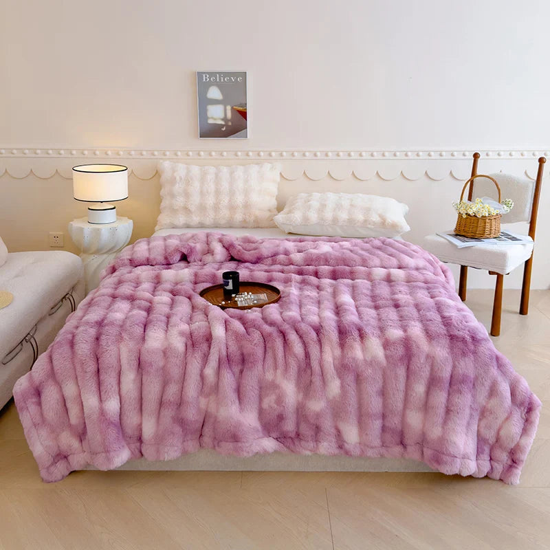 Afralia™ Gradient Grey Cashmere Fleece Winter Blanket