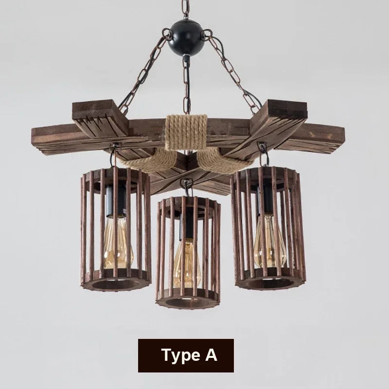 Afralia™ Retro Hemp Rope Chandelier Pendant Lamp for Bar and Restaurant