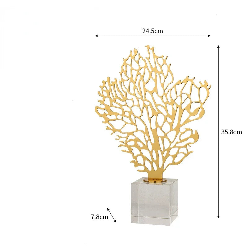 Afralia™ Golden Hollow Tree Glass Ornament - Decorative Metal Figurine