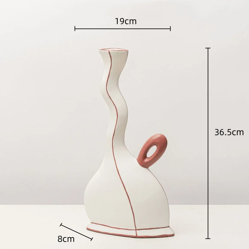 Afralia™ Geometric Black Lines Resin Vase - Handcrafted Floral Home Decor