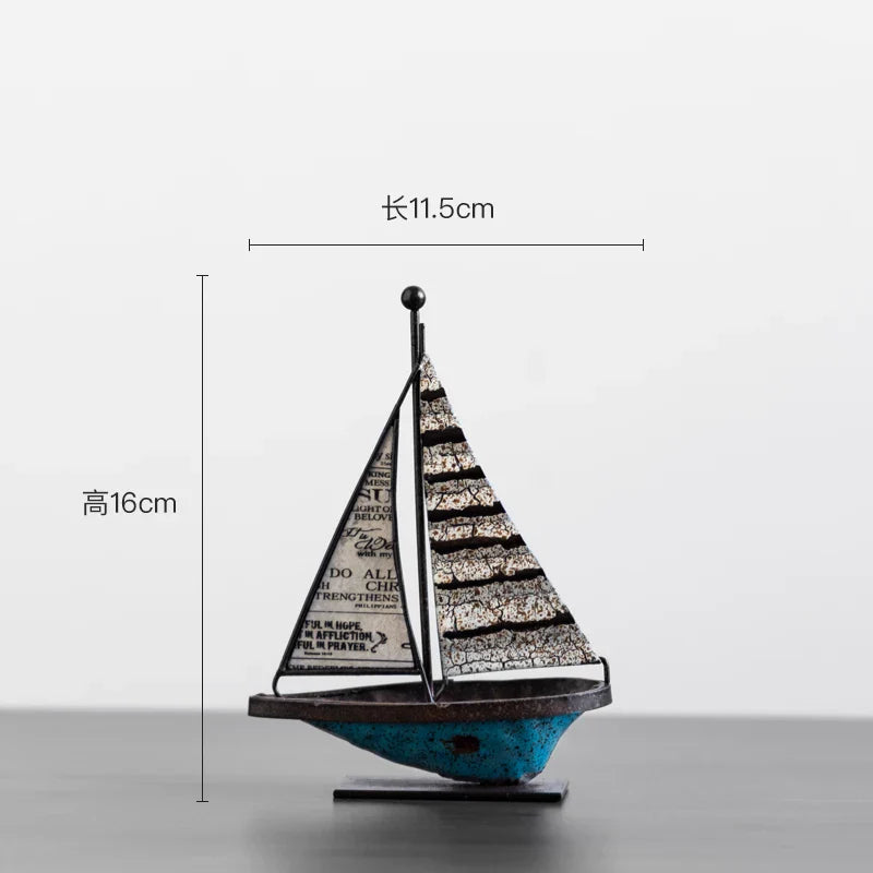 Afralia™ Retro Sailboat Handicrafts: Realistic Handmade Tabletop Boat Statue for Home Decoration
