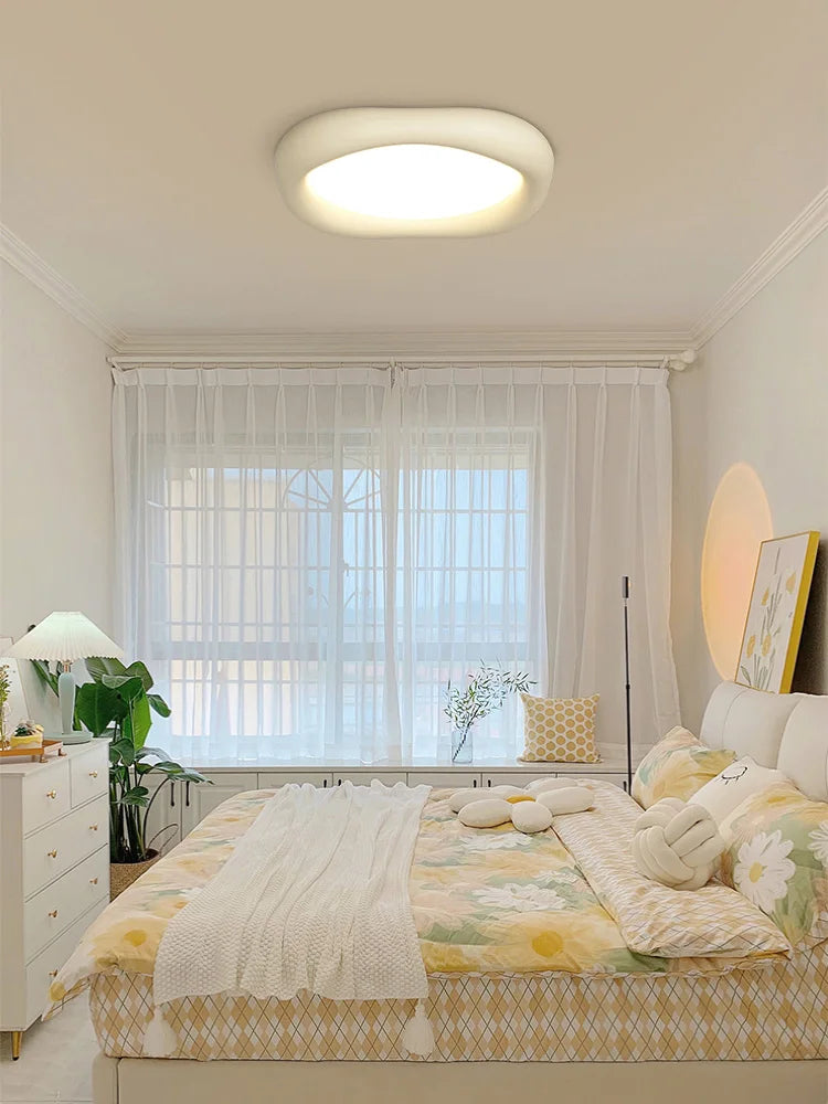 Afralia™ Resin Cream Minimalist Ceiling Lamp - Modern Master Bedroom Lighting