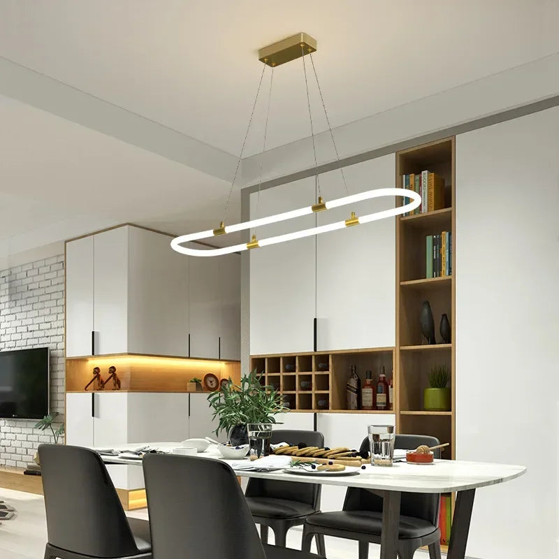 Afralia™ Nordic Modern Copper Chandelier LED Dining Room Pendant Lamp