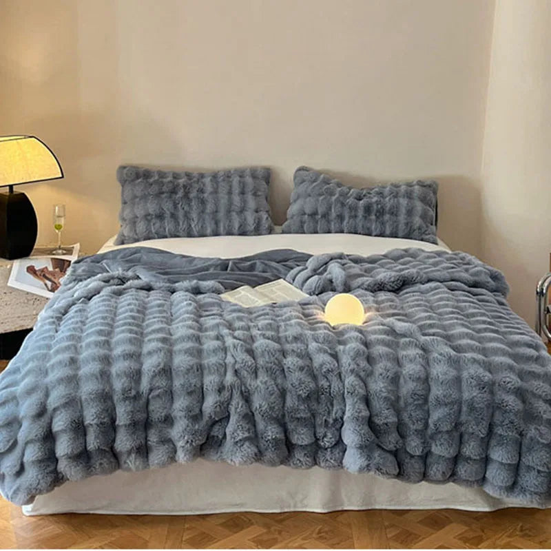 Afralia™ Faux Rabbit Fur Thicken Plush Blanket, Soft & Warm Sofa Bed Throw