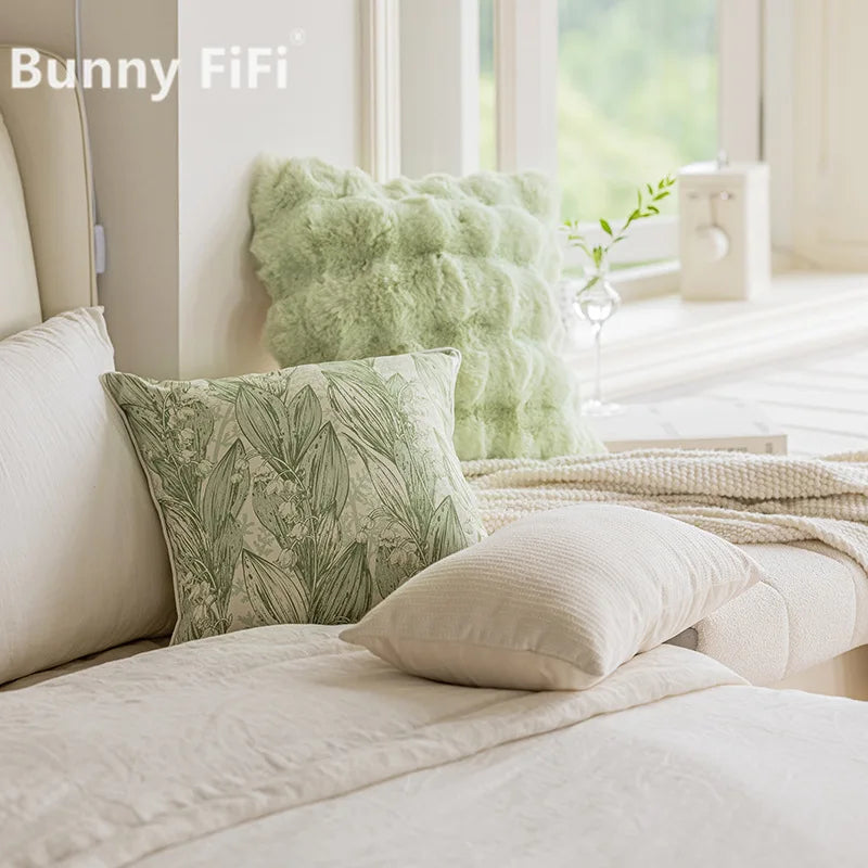 Afralia™ Ins Wind Matcha Green Sofa Window Float Pillow for Modern Living Room