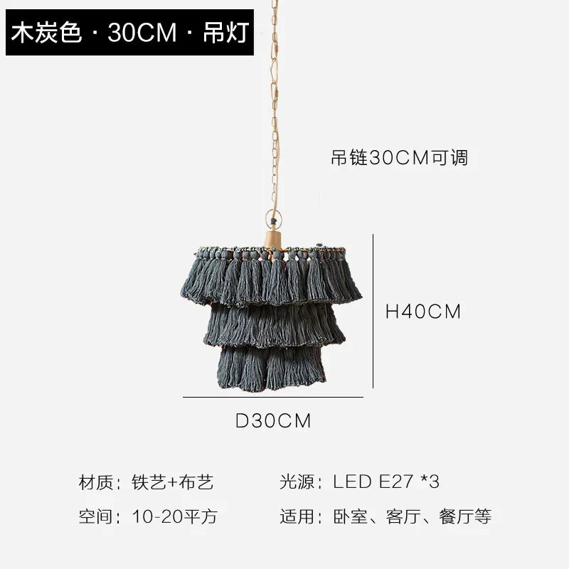 Afralia™ Tassel Chandelier: Woven LED Boho Lamp for Dining Bedroom Kitchen Island