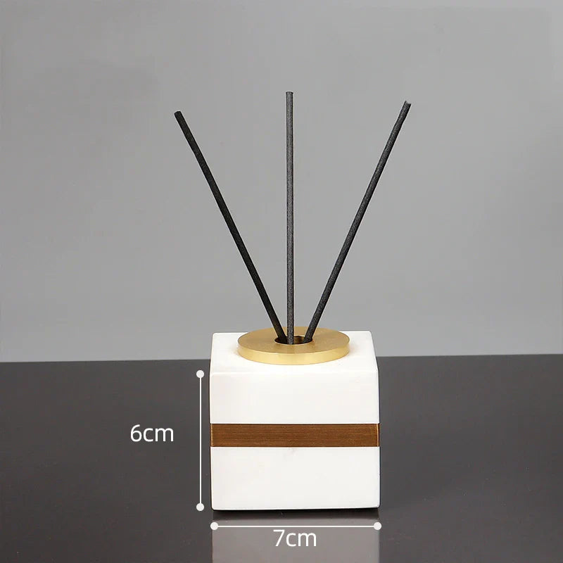 Afralia™ Volakos White Marble Bathroom Set with Golden Accents