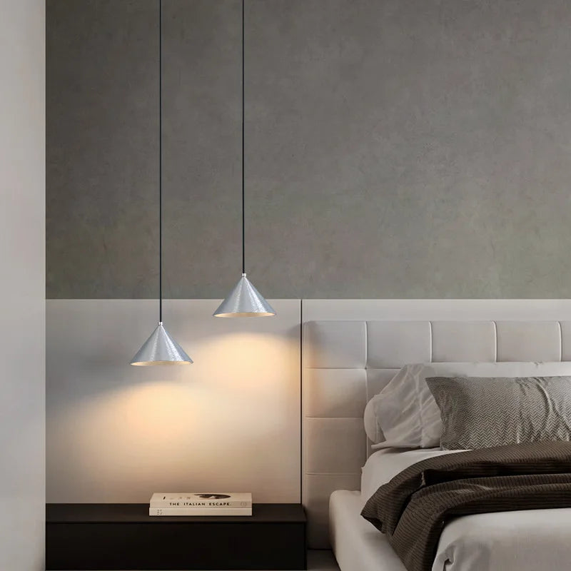 Afralia™ Brushed Sliver Black Pendant Light Chandelier for Bedroom Kitchen Dining Room