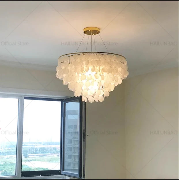 Afralia™ Nordic Shell Chandelier: Modern, Creative, & Luxurious Lighting for Living, Dining & Bedroom