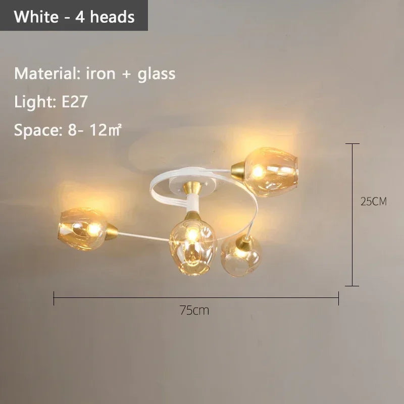 Afralia™ Nordic Glass Chandelier: Bedroom Dining Room Pendant Light Luminaires