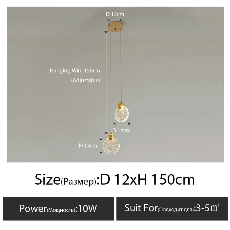 Afralia™ Crystal Pendant LED Bedside Chandelier for Minimalist Master Bedroom