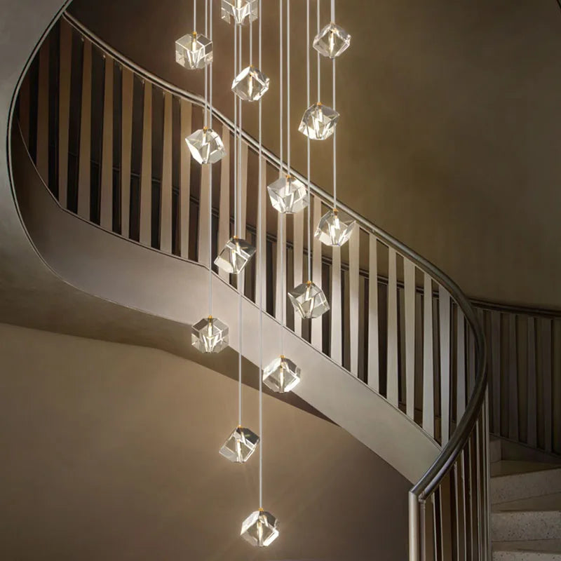 Afralia™ Luxury Crystal LED Chandelier for Staircase - Modern Indoor Stair Lighting