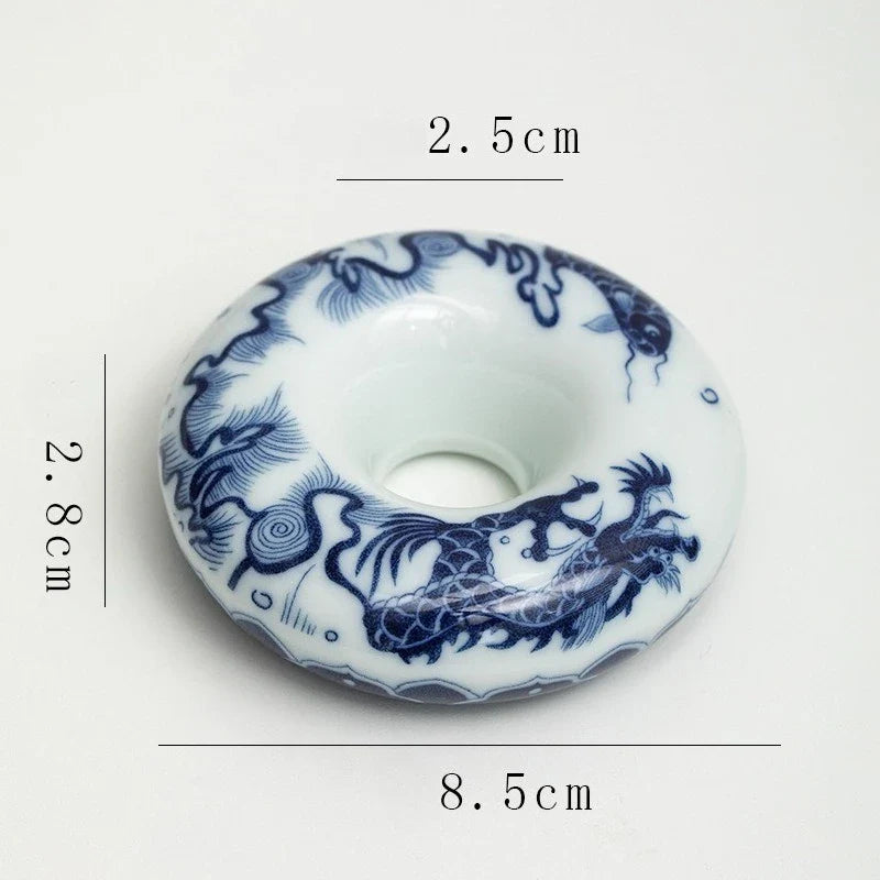 Afralia™ Blue White Porcelain Teacup Tray Set, Chinese Retro Home Decor Accessory