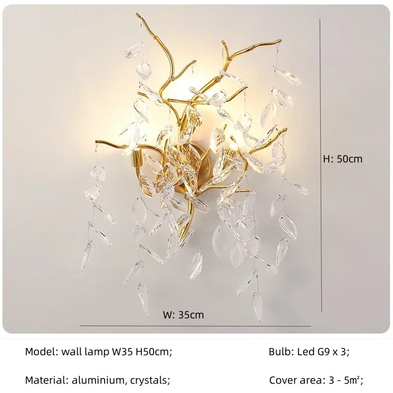 Afralia™ Crystal Branch Pendant Light Chandelier Luxe LED Gold Droplight