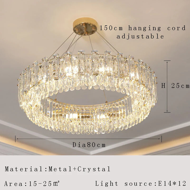 Afralia™ Crystal Pendant Chandelier Modern Luxury Dimmable Island Light Minimalist Home Decor