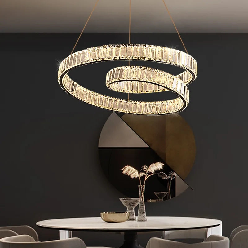 Afralia™ Crystal Chandelier LED Light Fixture, Luxury Decor Hanging Lamp, Modern Home Lighting