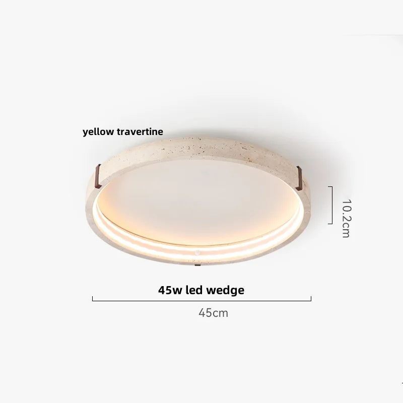 Afralia™ Yellow Travertine Stone LED Ceiling Lamp with Wood Canopy
