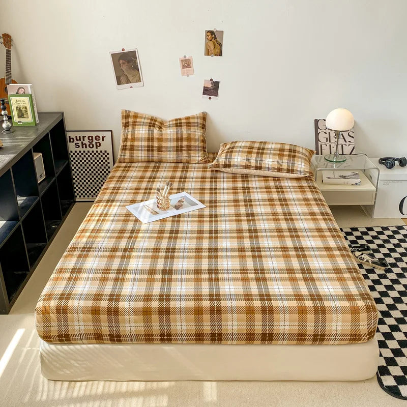 Afralia™ Plaid Style Fitted Sheet - Skin-friendly Elastic Bedsheet for Kids' Room