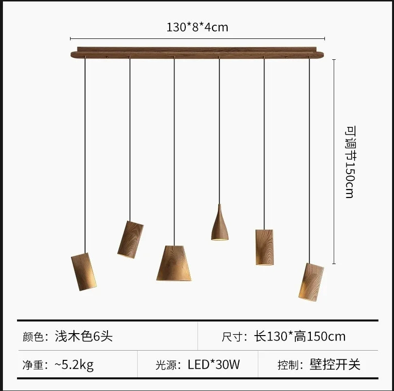 Afralia™ Nordic Wood Bedside Lamp LED Chandelier for Bedroom, Restaurant, and Bar Table