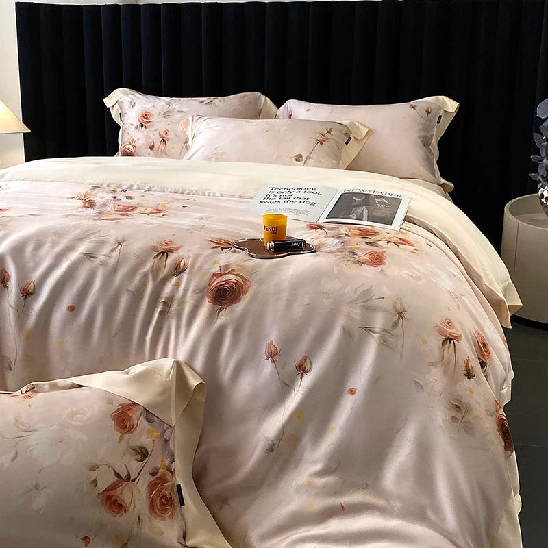 Afralia™ Eucalyptus Fiber Flowers Print Bedding Set - Soft Silky Cool Feel