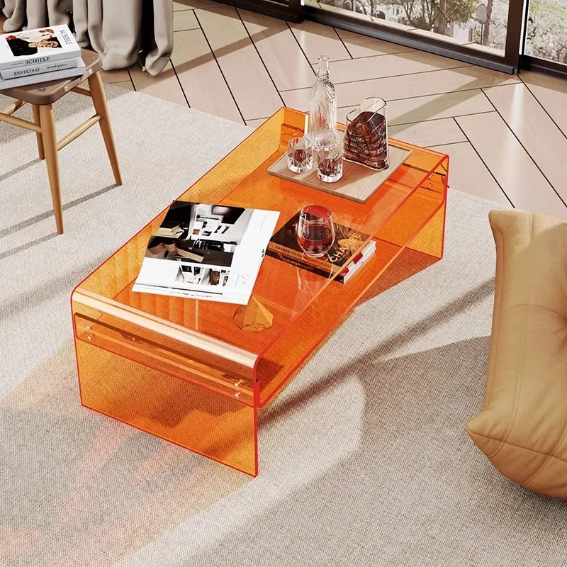 Afralia™ Transparent Acrylic Coffee Table, Creative Long Tea Table, Living Room Sofa Side Table