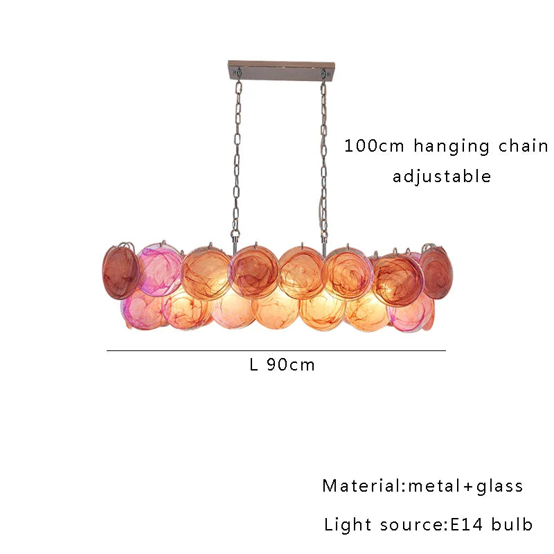 Afralia™ Mulano Glass LED Ceiling Chandelier in Green Blue Pink - Elegant Art Decoration