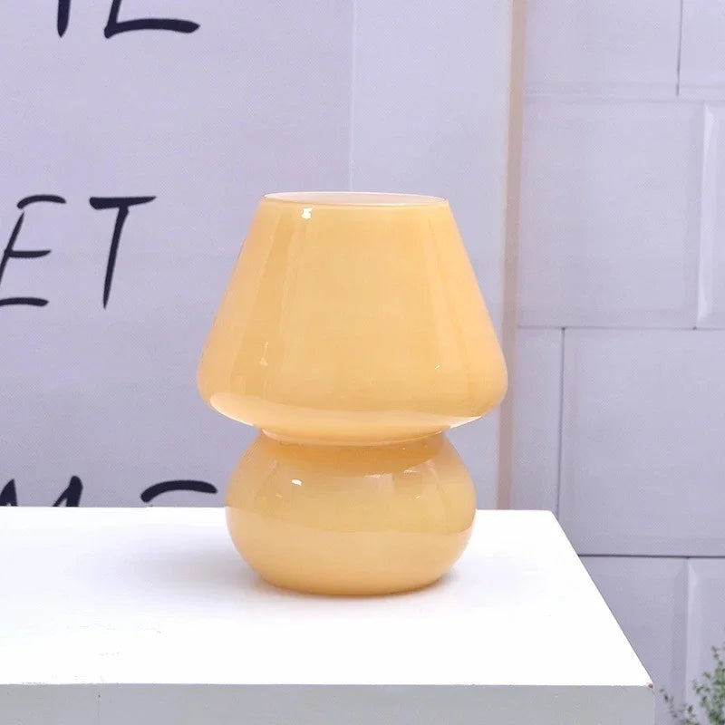 Afralia™ Striped Mushroom Glass LED Desk Lamp in Korean Ins Style