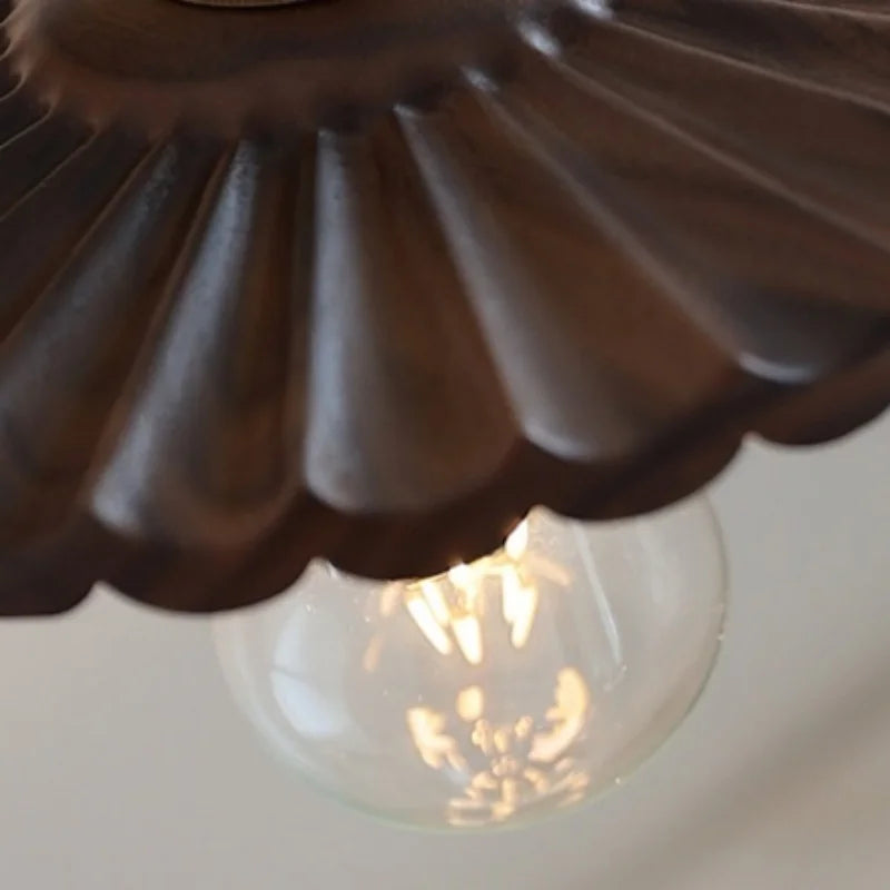 Afralia™ Nordic LED Wall Light Sconce Walnut Wood Copper Pull Chain Switch
