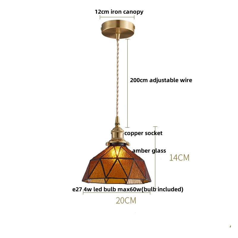 Afralia™ Clear Glass Copper LED Pendant Lamp for Home Decor and Lighting
