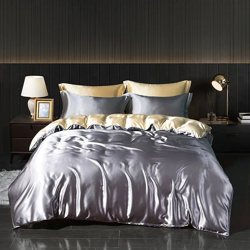 Afralia™ Silk Bedding Sets: Nordic Style, Premium Mulberry Silk Quilt Cover Set, Skin-Friendly & Cool for Summer.