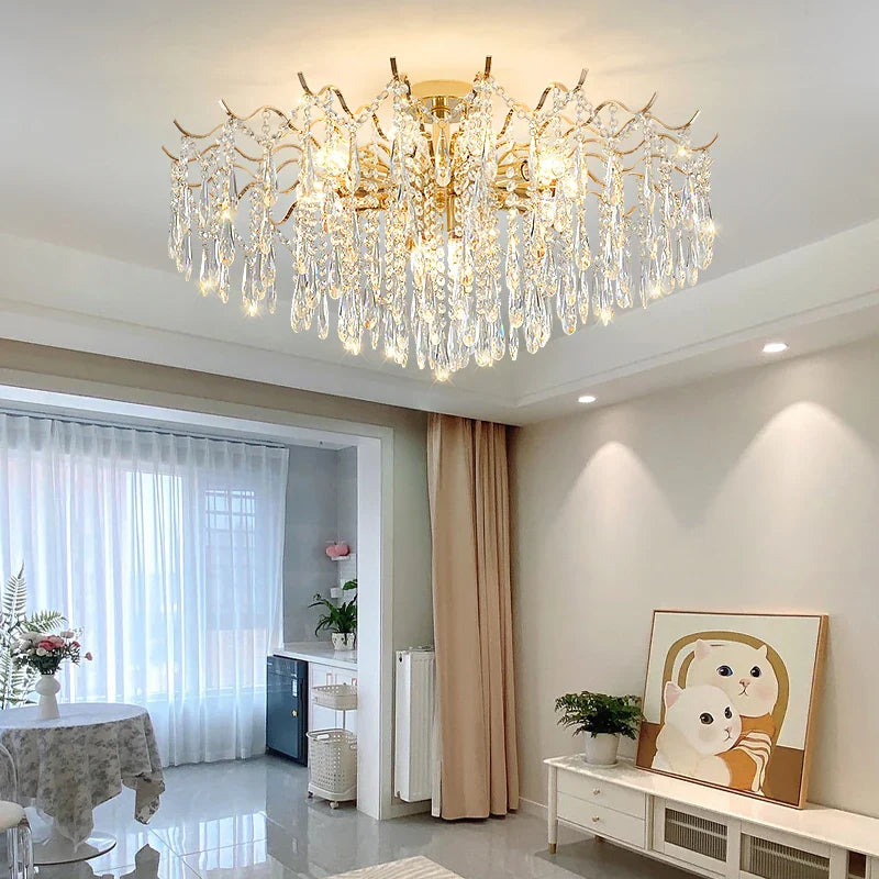 Afralia™ Elegant Crystal Chandelier for Living Room, Dining Room, Bedroom, Villa Hall