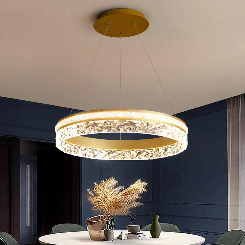 Afralia™ Minimalist Crystal Pendant Lights Gold White Black Finish Indoor Lighting Lamps Deco